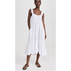 XiRENA Rumer Cotton Gauze Flutter Sleeve Midi Dress White Size Medium
